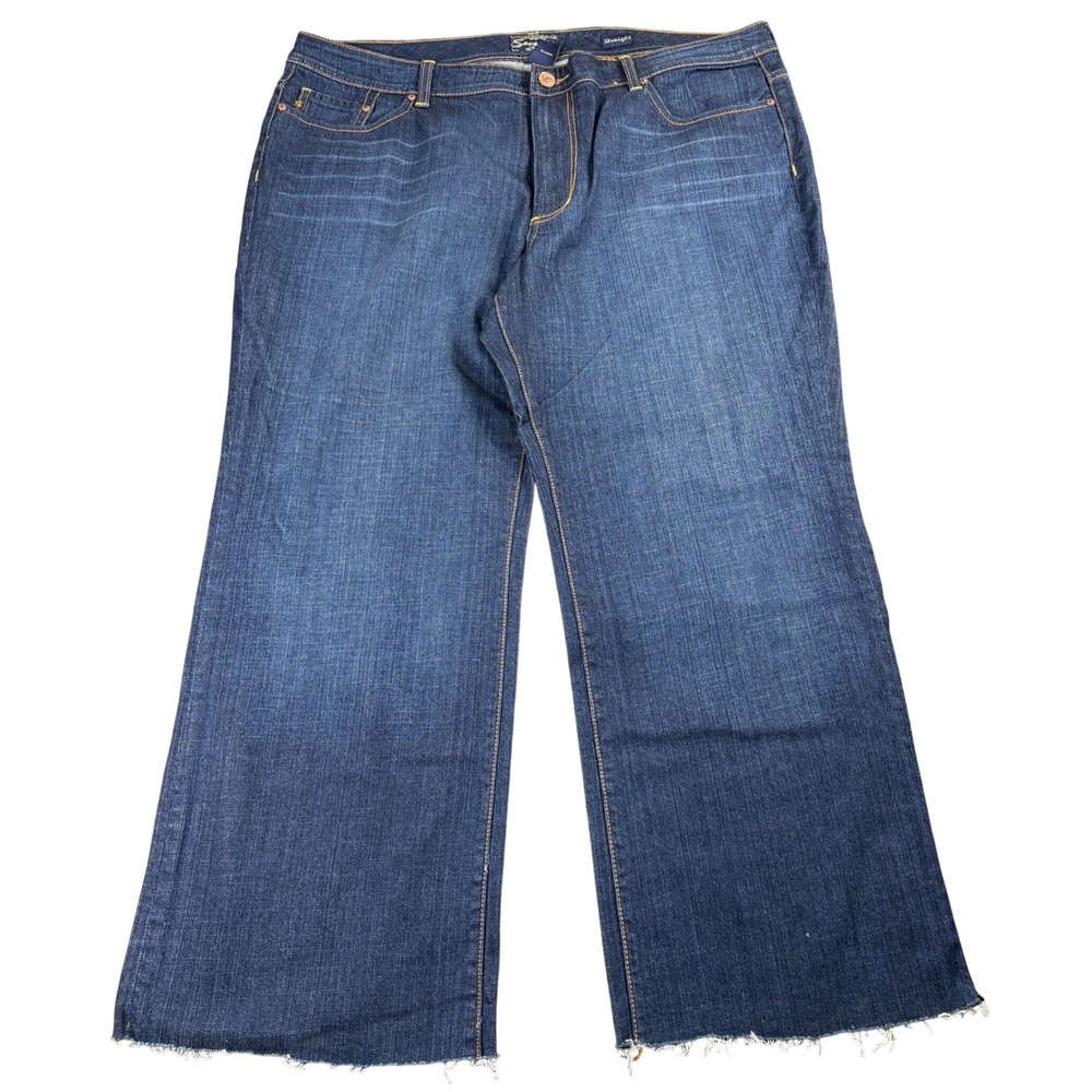 Seven7 Straight Leg Jeans Dark Wash Denim Raw Hem Streetwear Cool Plus Size 22